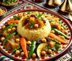 couscous met uien-rozijnensaus