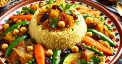 couscous met uien-rozijnensaus